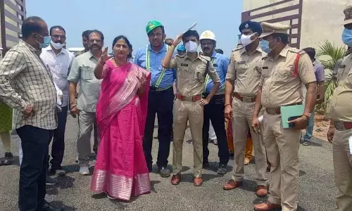 Distirct Collector  Dr K Madhavi Latha  and SP Aiswarya Rastogi inspecting security arrangements at Balabhadrapuram village on Tuesday