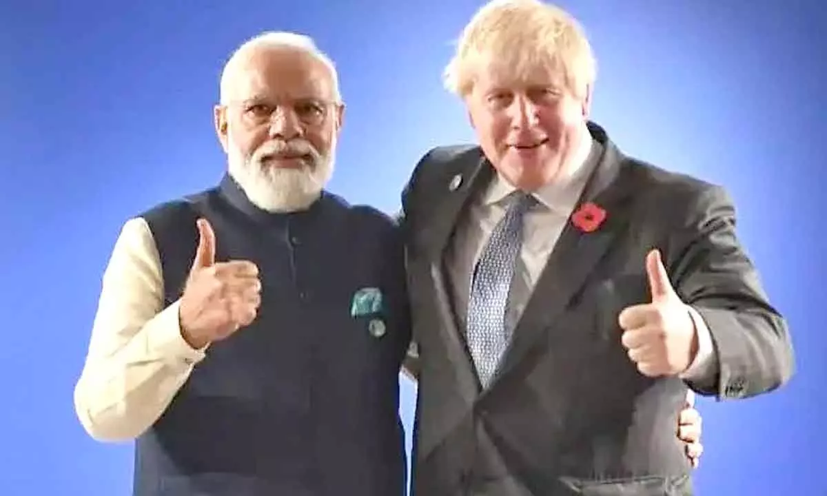 Narendra Modi with UK Prime Minister Boris Johnson