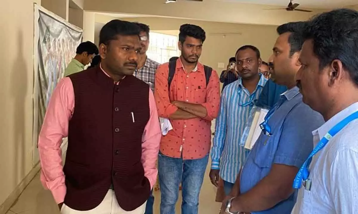 Tribal welfare department director Gandham Chandrudu interacting with the department officials in Visakhapatnam on Wednesday