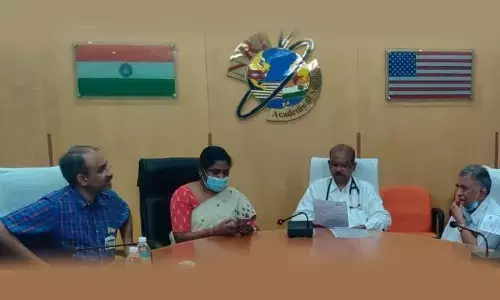 Dr John Satish, head of cardiology, NRI Hospital, at a press conference in the hospital in Mangalagiri on Thursday