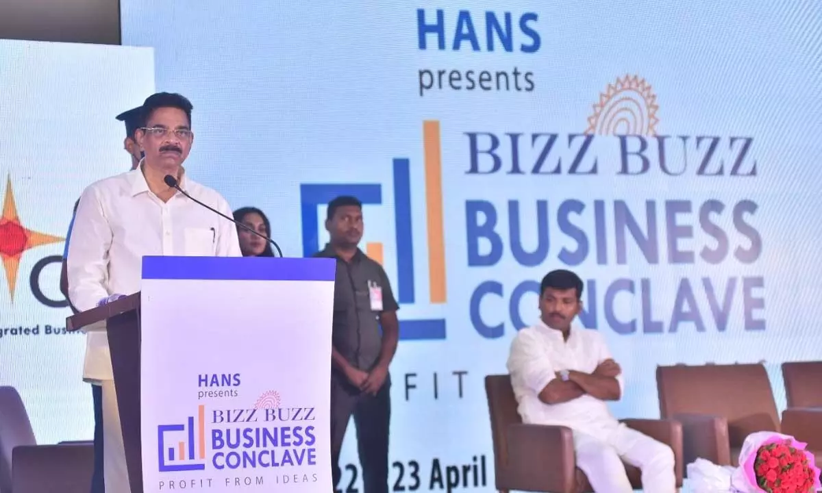 Governor of Mizoram Dr Hari Babu Kambhampati addressing the valedictory session of The Hans India and Bizz Buzz Business Conclave.  Photo: Adula Krishna