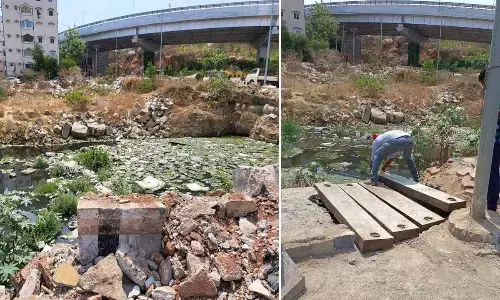 Residents of Madhapur demand permanent solution for open drain