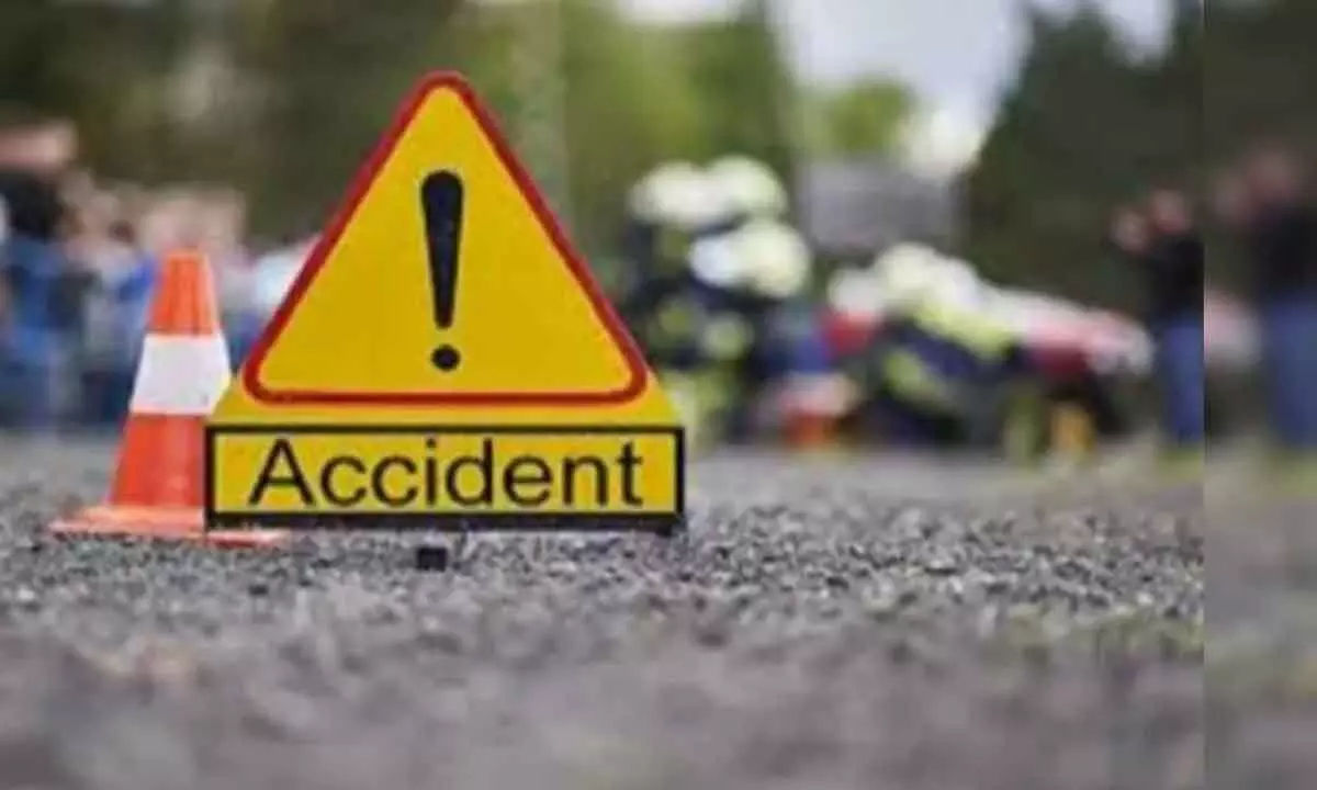 Ten injured three critical as a private travels bus overturns at Marripadu of Nellore