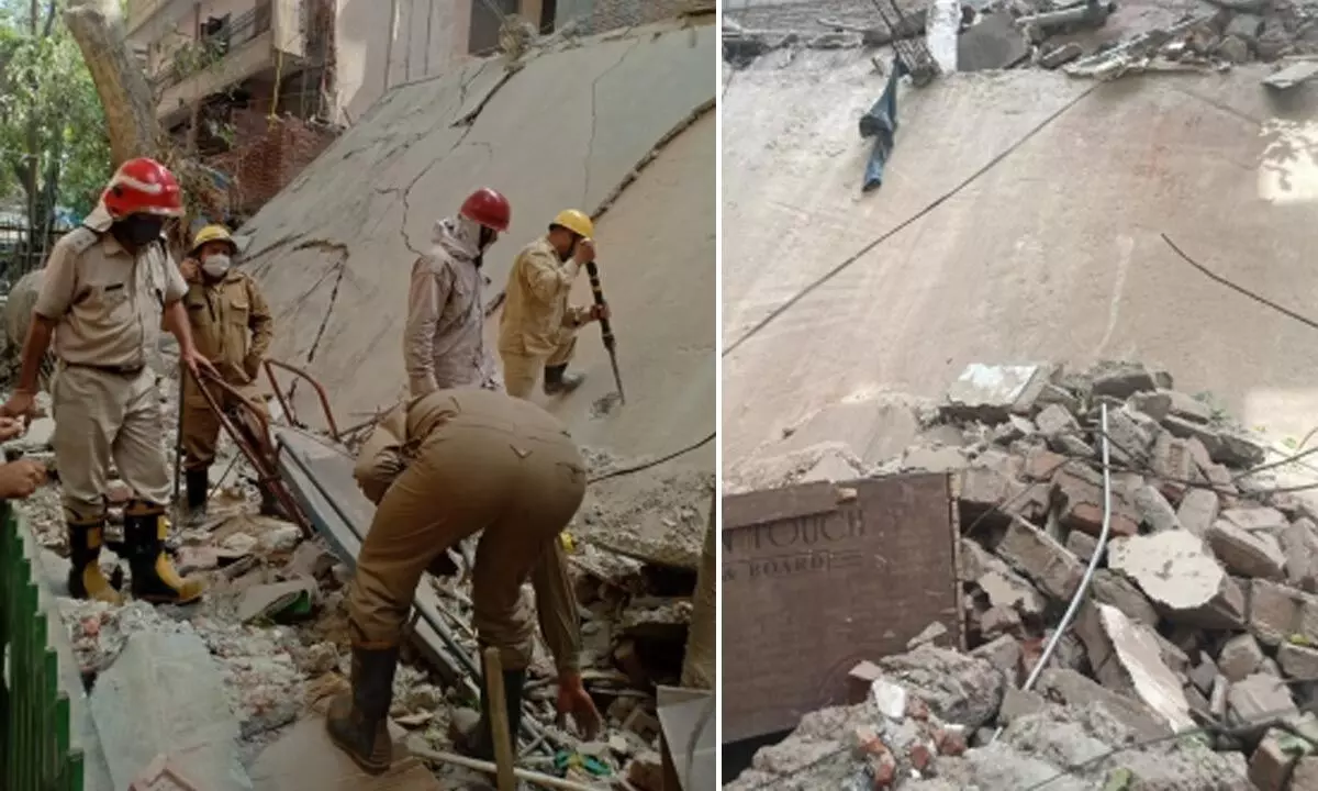 Under renovation house collapses in Delhi, 5 trapped