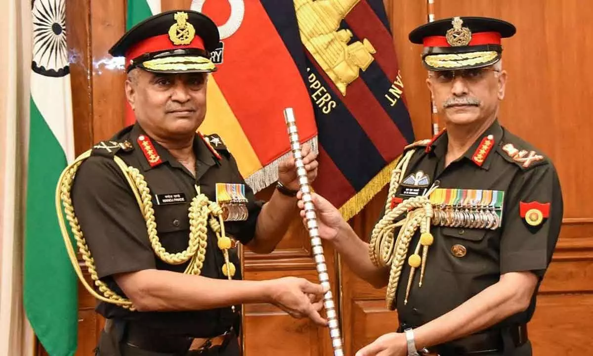 General Manoj Pande (left) takes over as the 29th Chief of Indian Army from General MM Naravane
