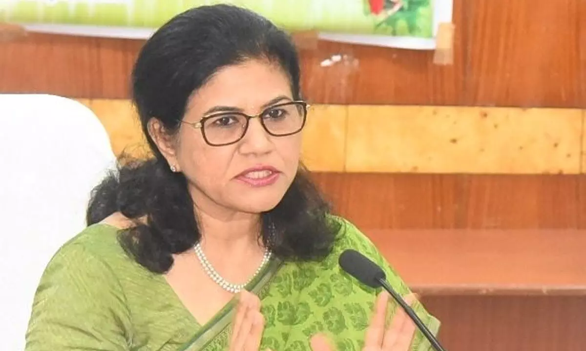 Additional Secretary of NITI Aayog Sumita Dawra speaking at a review meeting held in Visakhapatnam on Saturday
