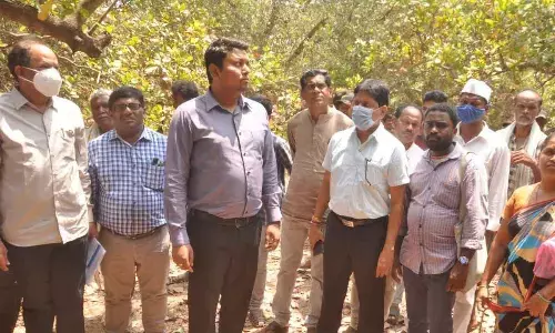Collector Nishanth Kumar and experts interacting with farmers in Manyam district on Saturday