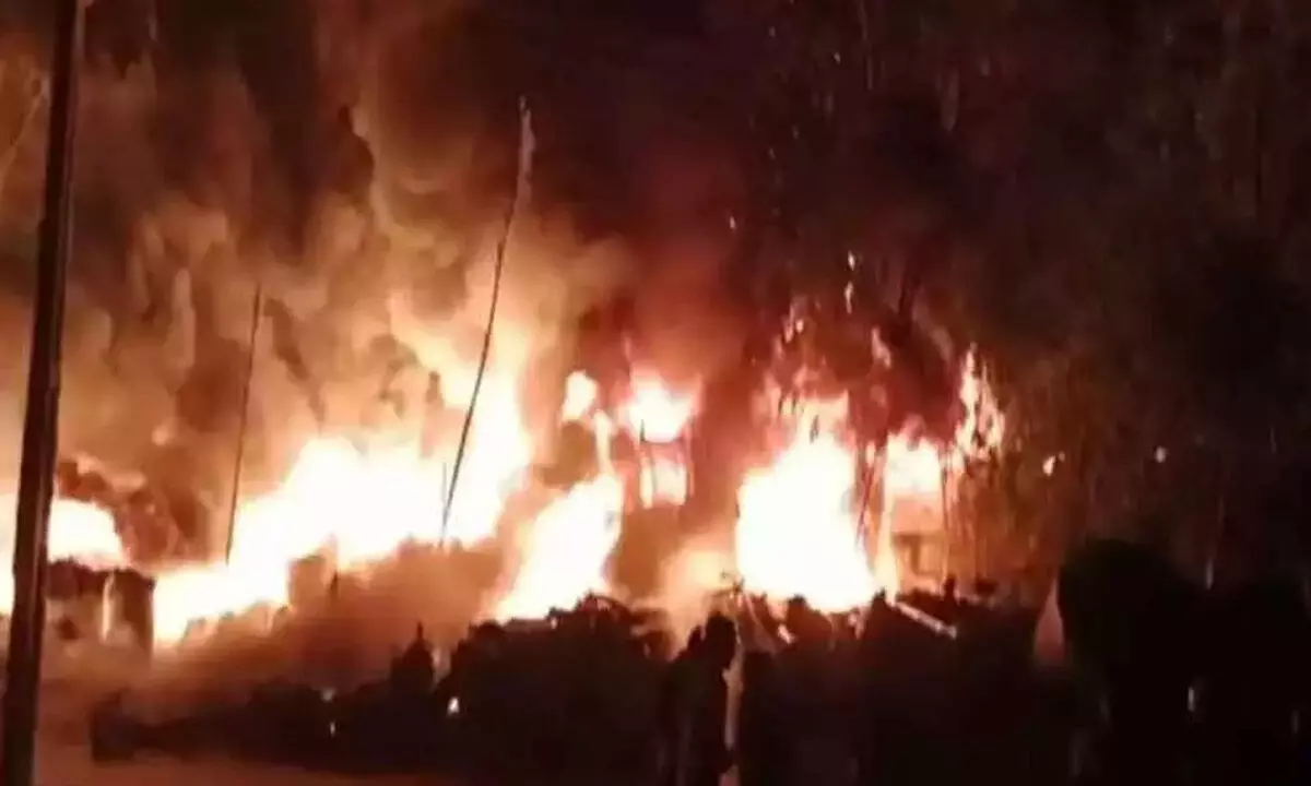 Massive fire breaks out from scrap godown