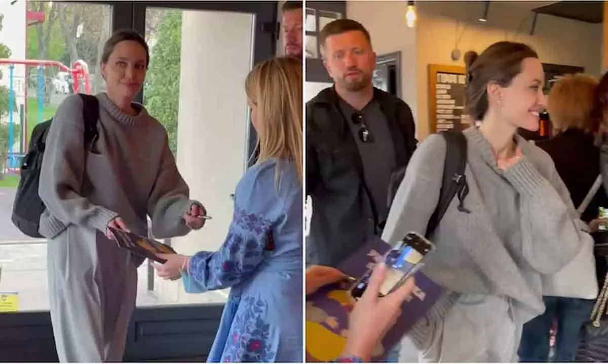 Watch The Trending Video Of Angelina Jolie Surprising People At Cafe During Ukraine Trip