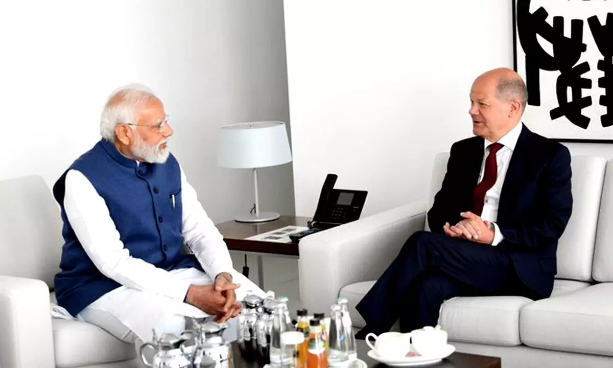 Prime Minister Narendra Modi on Monday met German Chancellor Olaf Scholz