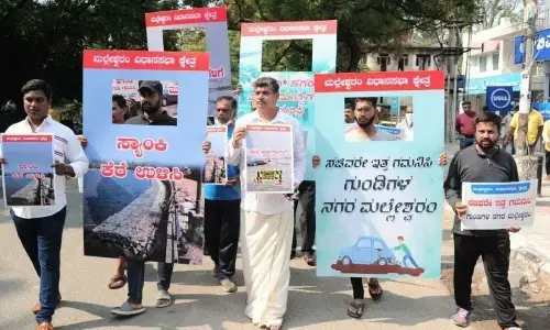 Residents stage protest over delay in Malleswaram civic works