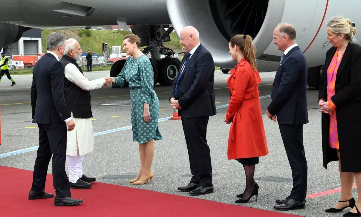 PM Narendra Modi reaches Copenhagen, welcomed by Danish counterpart at airport