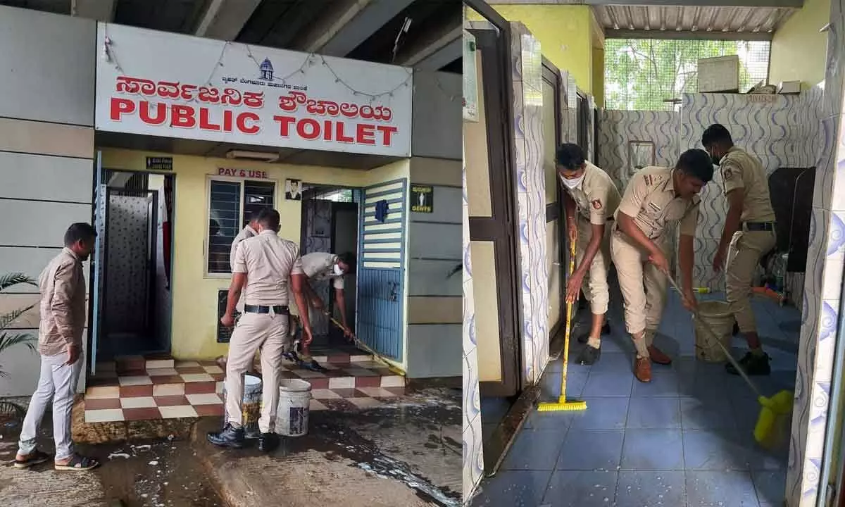 Bengaluru: PSI, team clean public toilets to celebrate Basava Jayanti, Ramzan