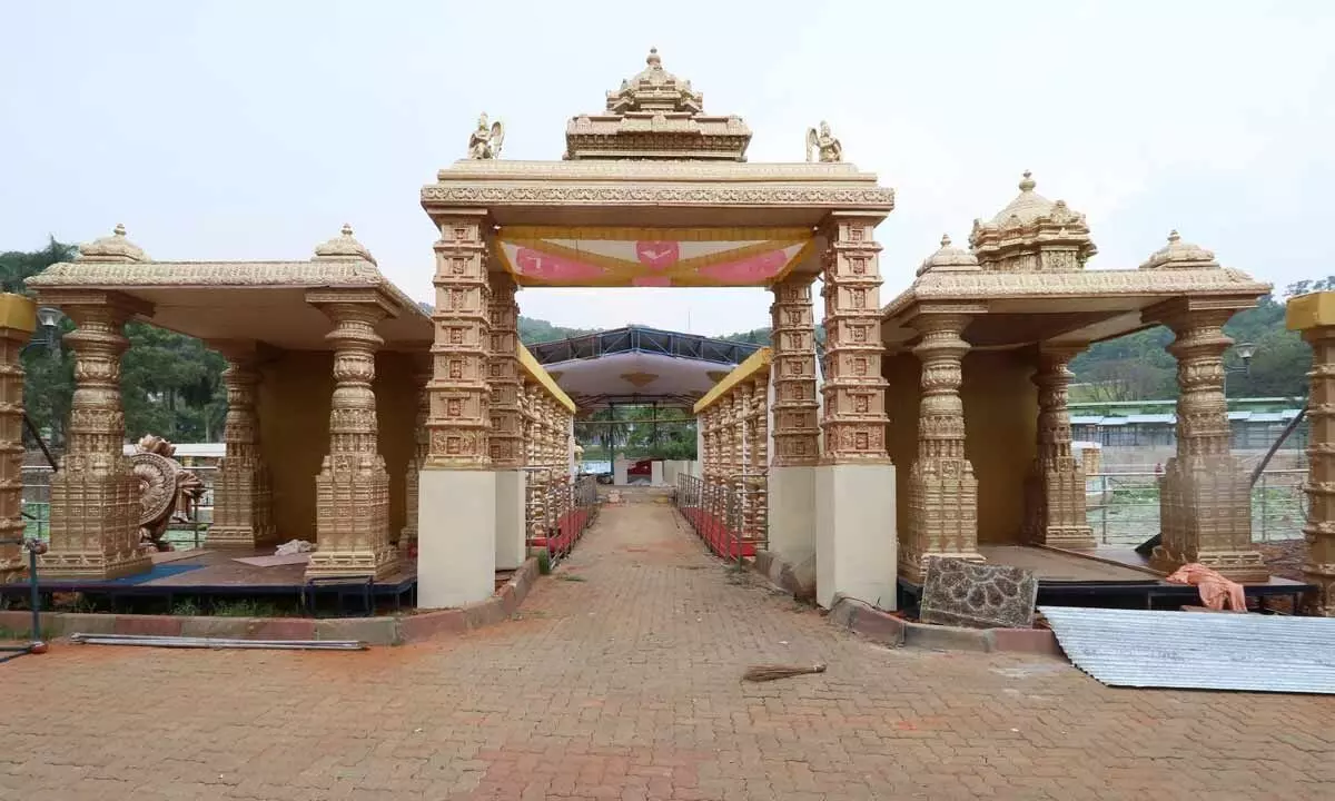 Arrangements being made for Padmavathi Parinayotsavam at Narayanagiri Gardens at Tirumala