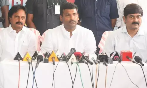 Minister for IT and Heavy Industries Gudivada Amarnath addressing the media in Visakhapatnam on Wednesday