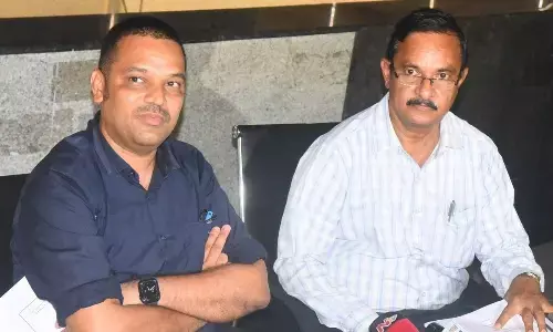 Special Secretary (Housing) Rahul Pandey addressing the media in Visakhapatnam on Wednesday