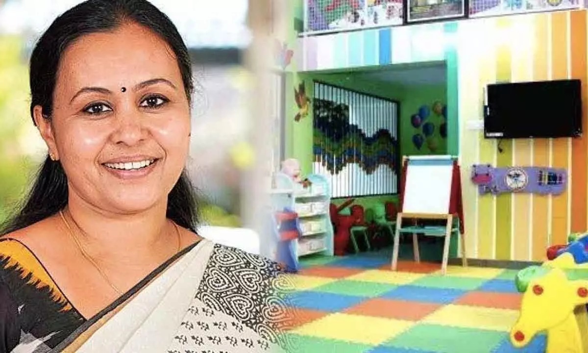 Minister Veena George inaugurated the first smart anganwadi on Wednesday in Poojappura.