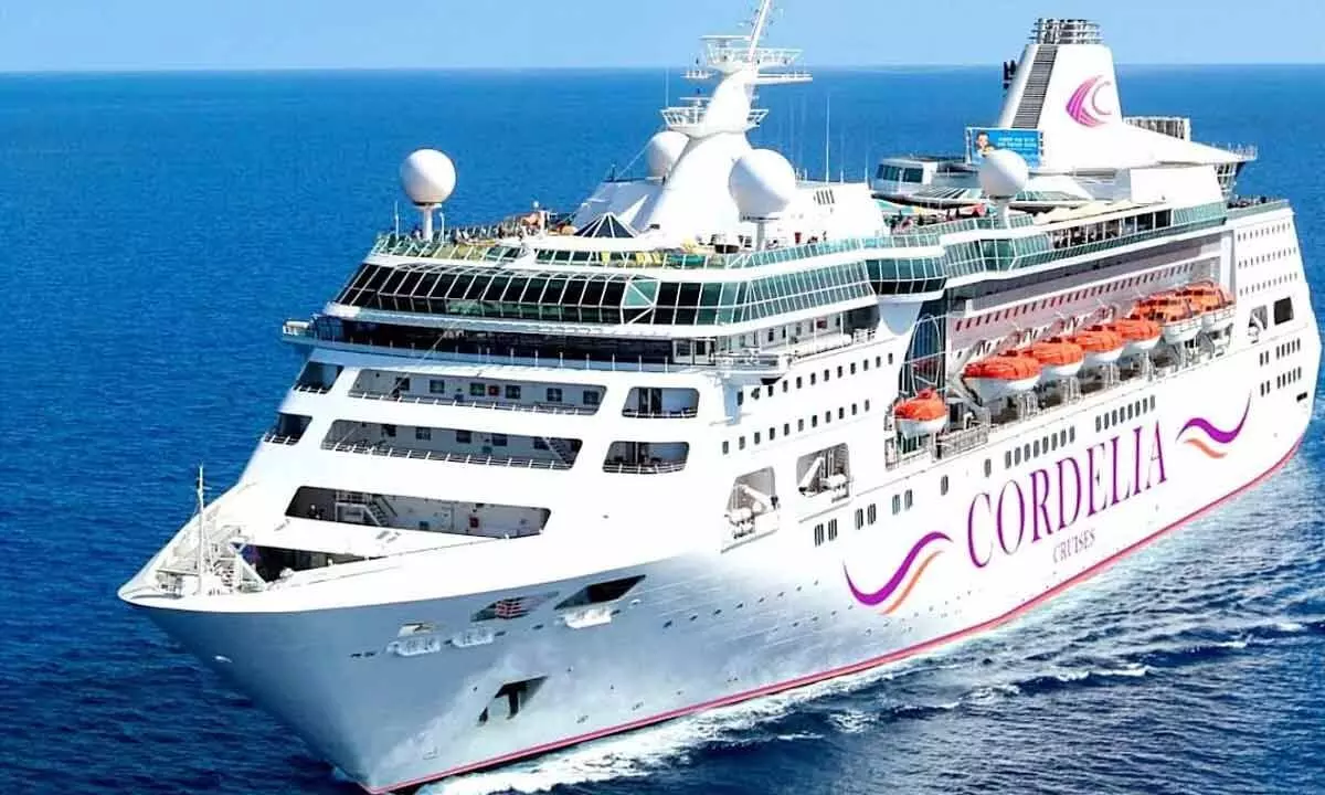 A view of the Cordelia Cruise which is scheduled to arrive in Visakhapatnam on June 8