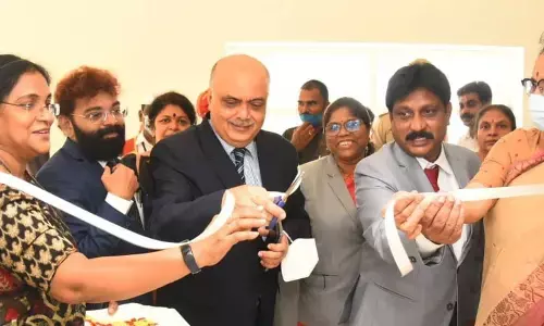 AP High Court judge Justice  Ahsanuddin Amanullah inaugurating Humanities block-2 at SPMVV in Tirupati on Saturday. V-C Prof D Jamuna and Registrar Prof DM Mamatha are also seen.