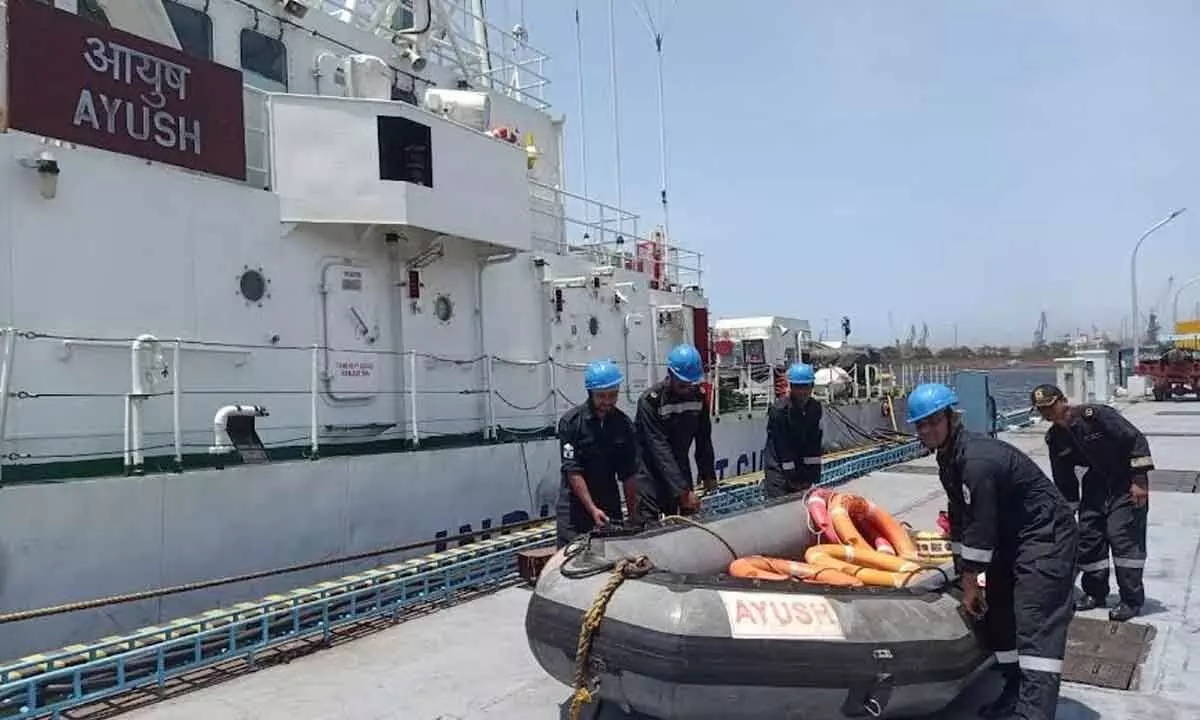 Disaster relief teams prepare to meet any contingency during the cyclone.