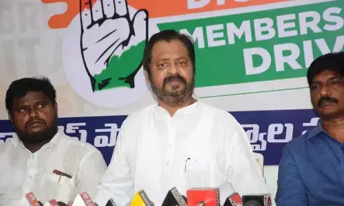 Former MP GV Harsha Kumar addressing a press conference in Rajamahendravaram on Monday