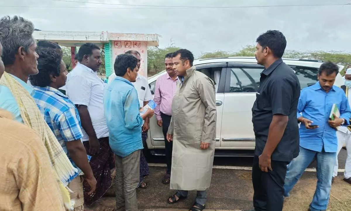 Konaseema District Collector Himanshu Shukla at Chirrayanam in Konaseema district on Tuesday