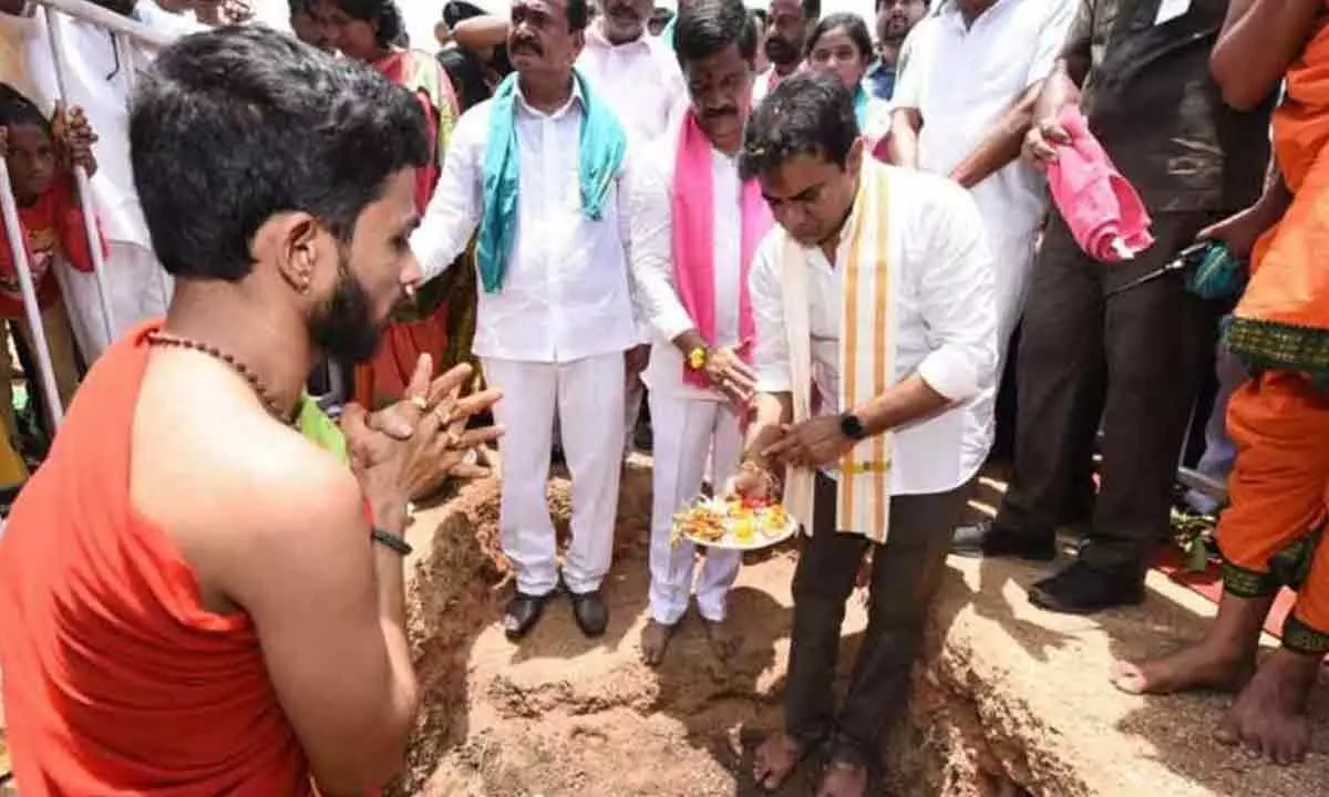 KTR lays foundation for school in memory of grandmother