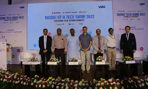 (L to R): Rahul Bharti (Executive Director, Maruti Suzuki), Munisekhar Avileli (Advisor, TRAI), Dr BS Murty (Director, IIT Hyderabad), Jayesh Ranjan, (Principal Secretary, IT and I&C), Kishore Babu (DoT Deputy Director General - Standardization-R&D-Innovation), VJ Christopher (DoT Director - Wireless Monitoring Organization), Kazunobu Hori (Managing Officer, Suzuki Motor Corporation, Japan)