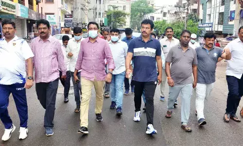 GVMC Commissioner G Lakshmisha visiting Kailasapuram road in Visakhapatnam on Wednesday
