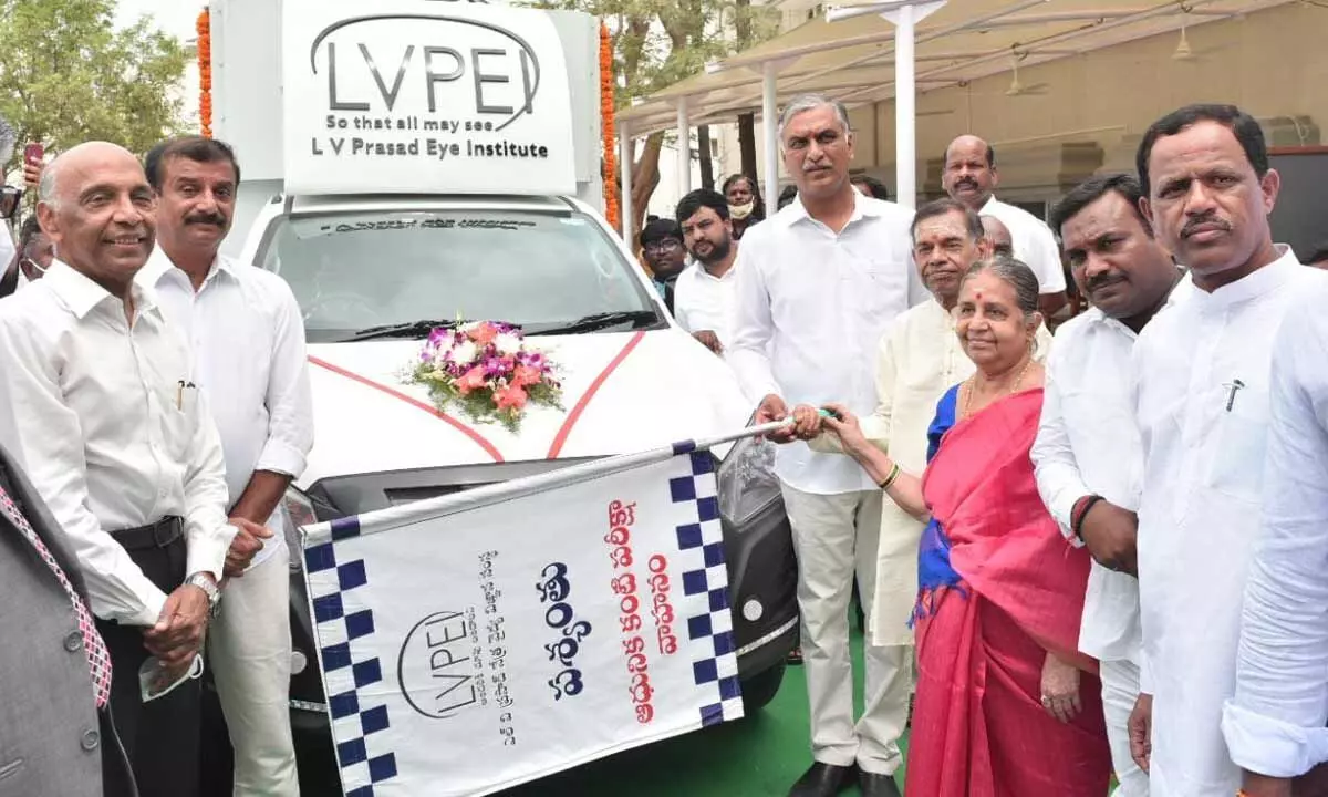Minister Harish Rao launches LV Prasad Eye Hospital and Mobile vehicle in Gandipet