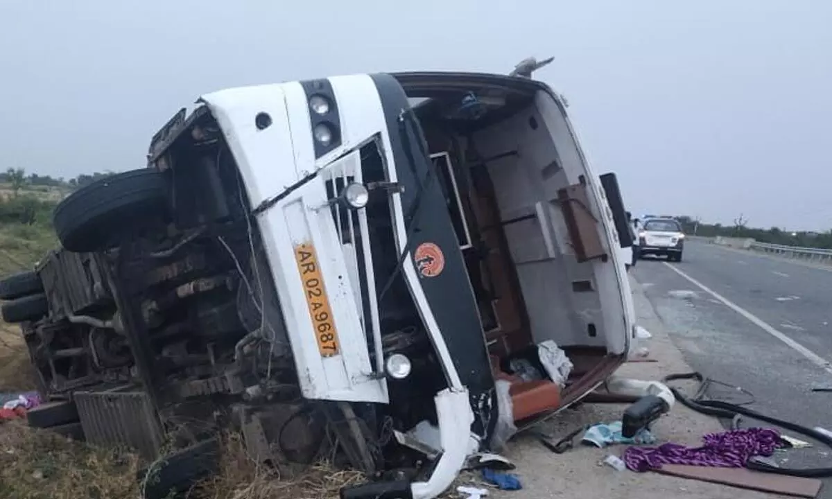 Several injured as private bus overturns