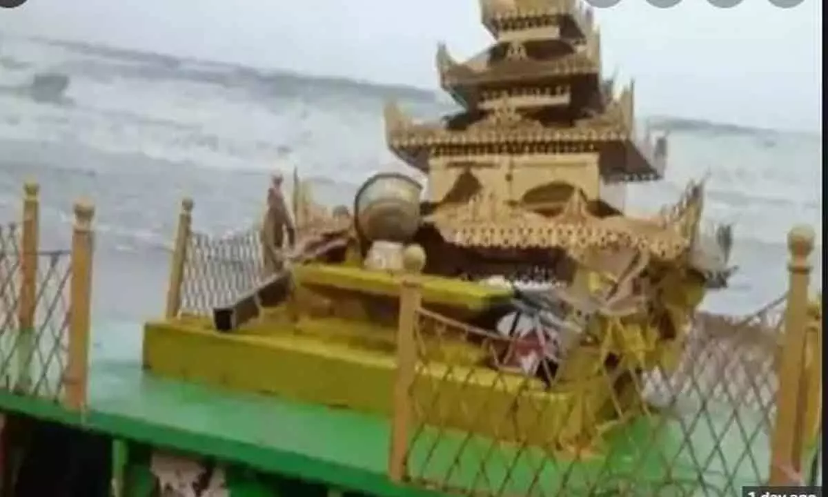 Chariot that was washed ashore Srikakulam coast on May 10