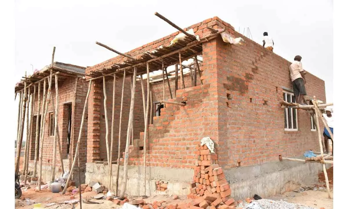Houses are under progress at Narayana Reddy Palle village under Rayachoti municipal  limits.