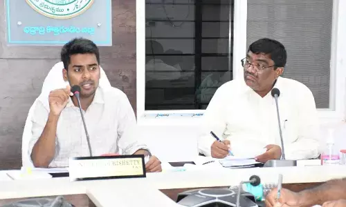 District Collector D Anudeep addressing officials at a meeting at his office in Kothagudem hall in his office on Thursday.