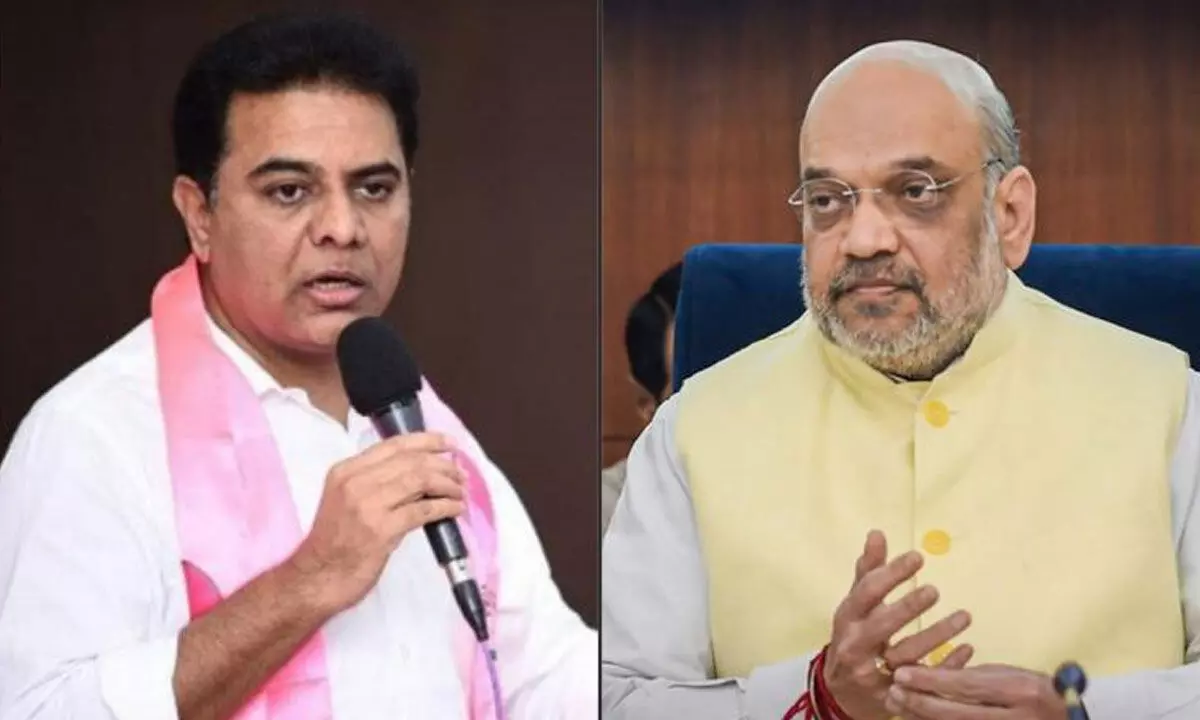 TRS working president and Industry Minister KT Rama Rao and Union Home minister Amit Shah