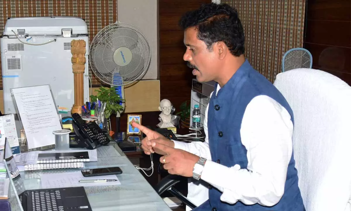 NTR District Collector S Dilli Rao speaking to officials during a zoom conference on Saturday