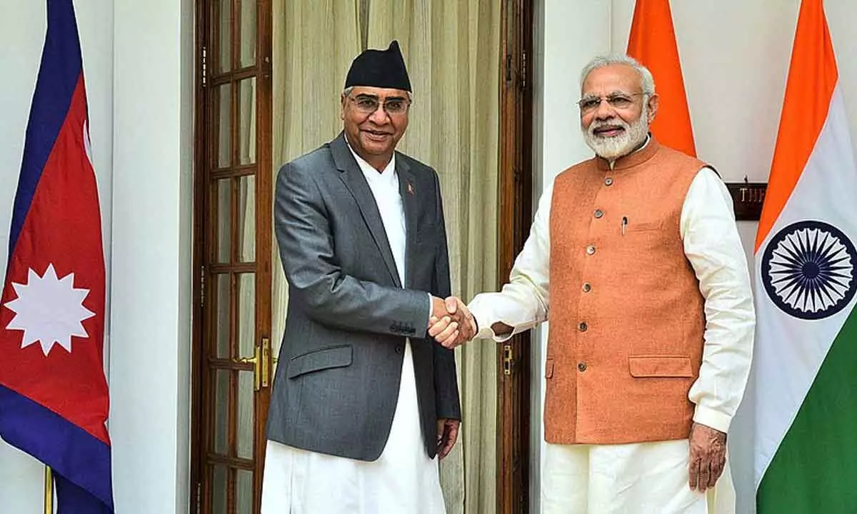 Indian Prime Minister Narendra Modi with Nepal Prime Minister Sher Bahadur Deuba (File Pic)