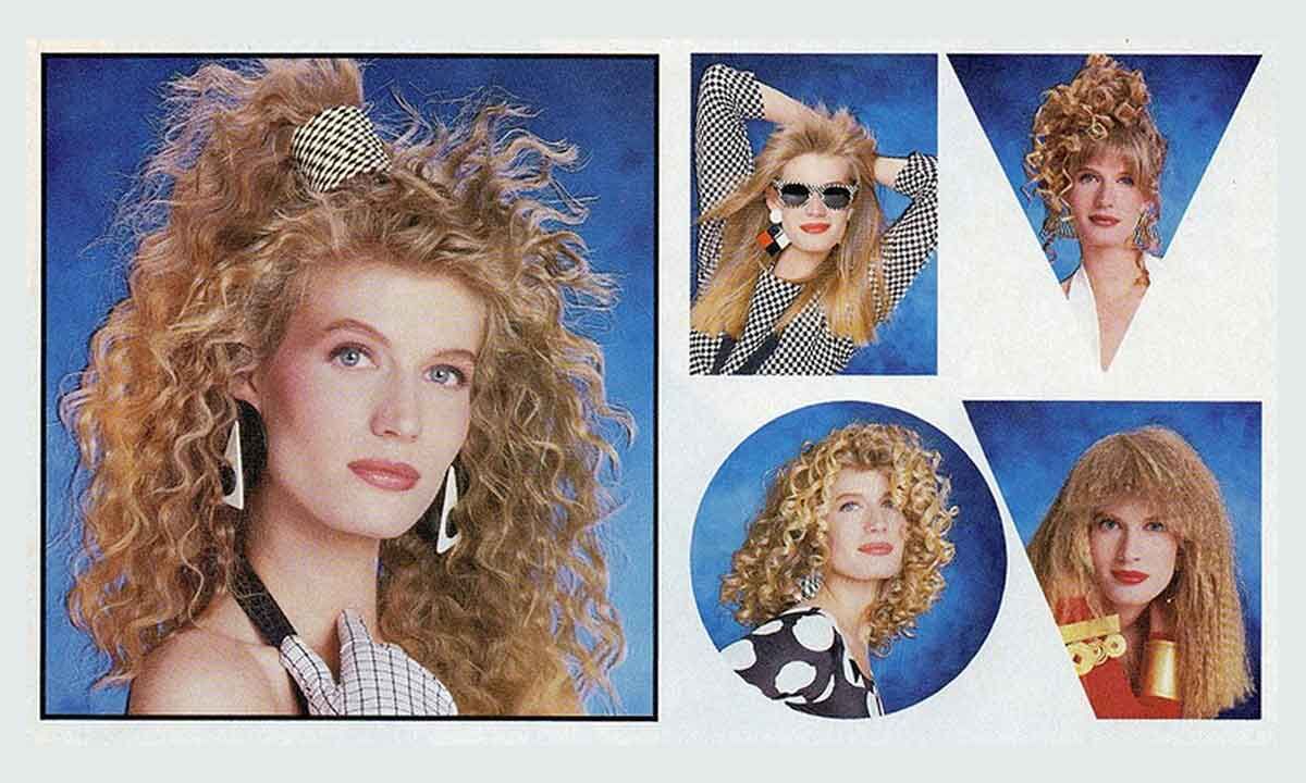 Image of 1980s crimped ponytail hairstyle