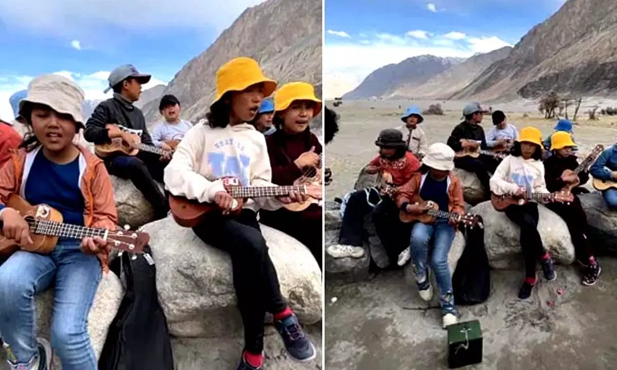 Group Of Kids Singing In Ladakh