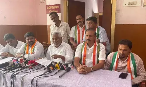 MLC Jeevan Reddy speaking to media persons in Karimnagar on Tuesday