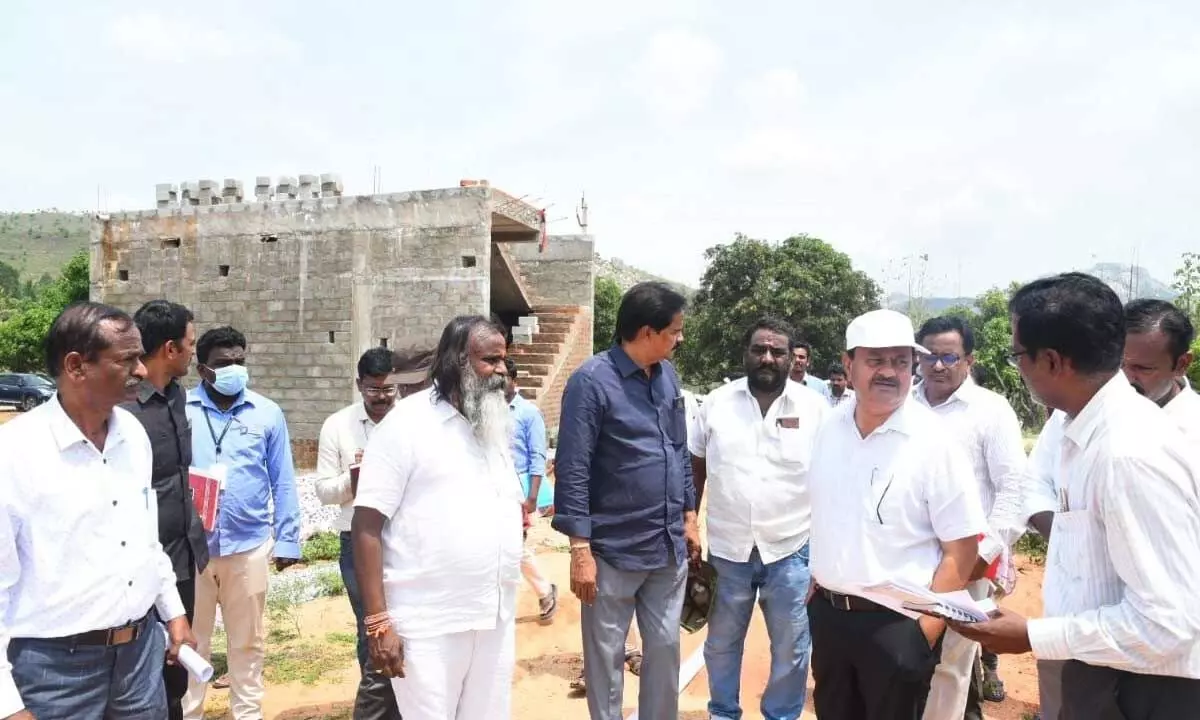 Tirupati District Collector K Venkata Ramana Reddy reviews the progress of housing in Puttur mandal on Wednesday