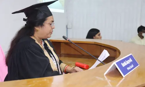 Greater Warangal Mayor Gundu Sudharani speaking the general body meeting in Warangal on Thursday