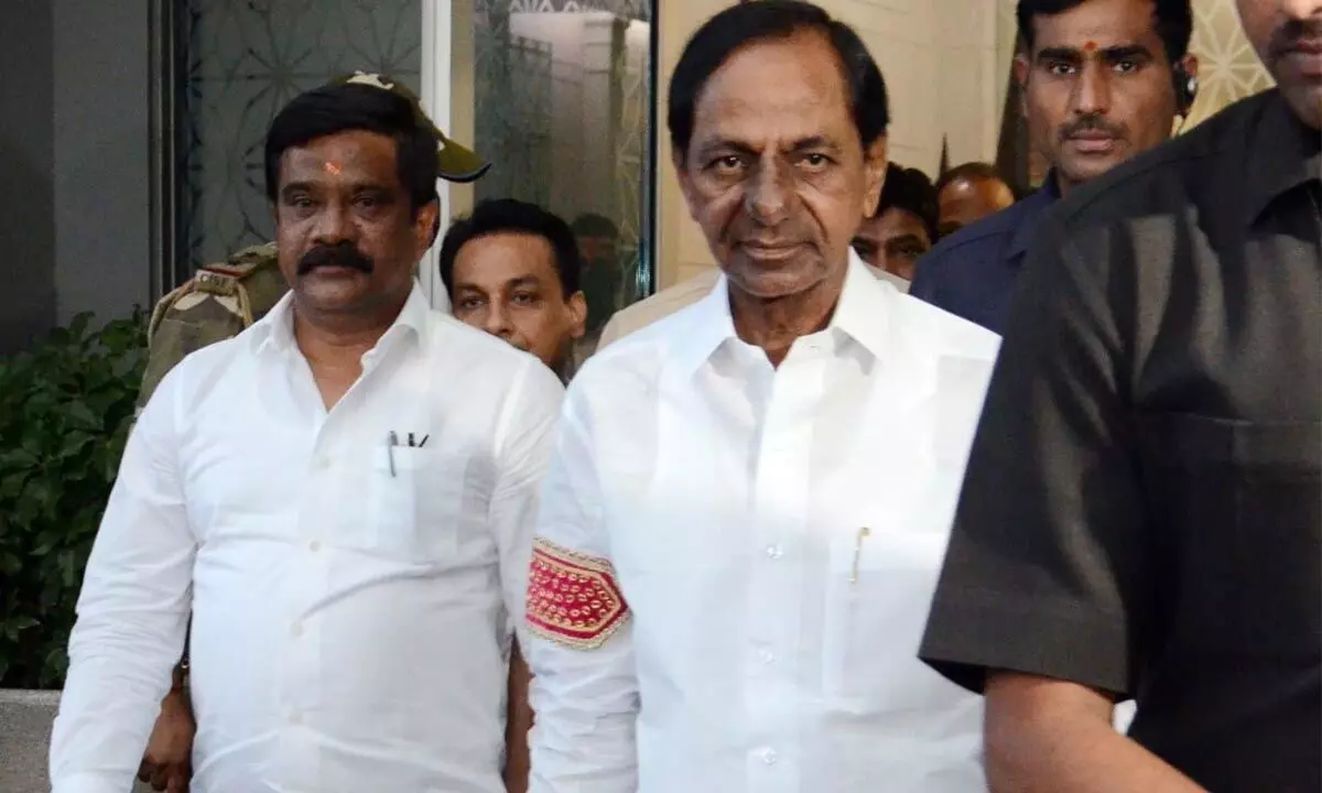 Chief Minister K Chandrashekar Rao at Delhi Airport on Friday