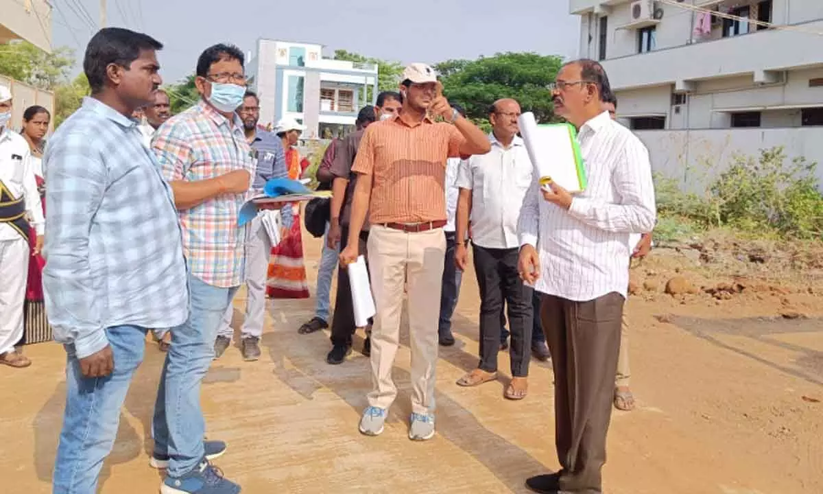 District Collector VP Gautham inspecting various development works in Khammam rural villages on Saturday