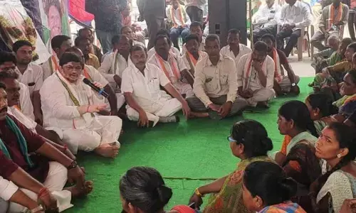 Ex-MP P Prabhakar attending Rachabanda programme at Nagnur Gram Panchayat in Karimnagar district on Saturday