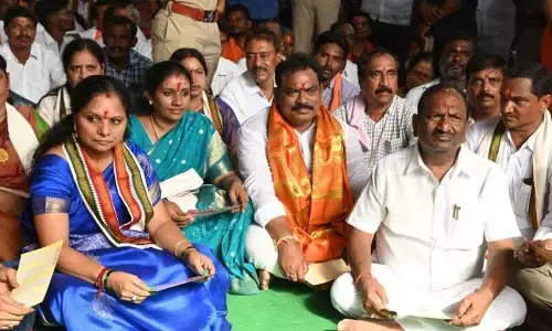 MLC K Kavitha participated in the recitation of 108 Hanuman Chalisa conducted in the presence of Kondagattu Anjaneya Swamy Temple in Jagtial district on Saturday