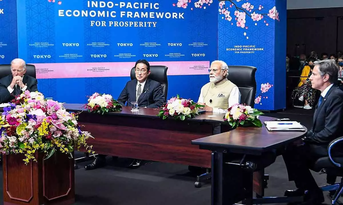 Prime Minister Narendra Modi participates in an event to launch the Indo-Pacific Economic Framework for Prosperity (IPEF), in Tokyo on Monday