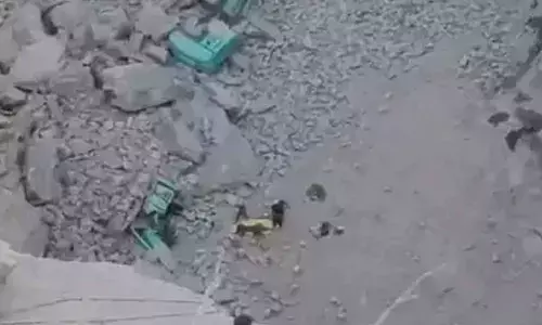 With this, the death toll in the rockslide set off by a boulder which rolled down the 300-foot-deep quarry rose to four