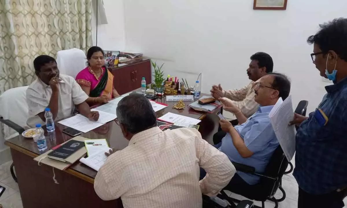 ZP CEO Deepthi holding a review meeting with officials in Mahbubnagar on Tuesday