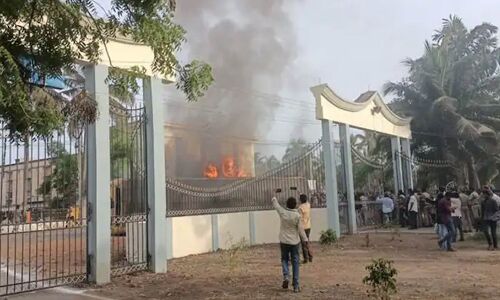 MLA Ponnada Satish house set on fire in Konaseema